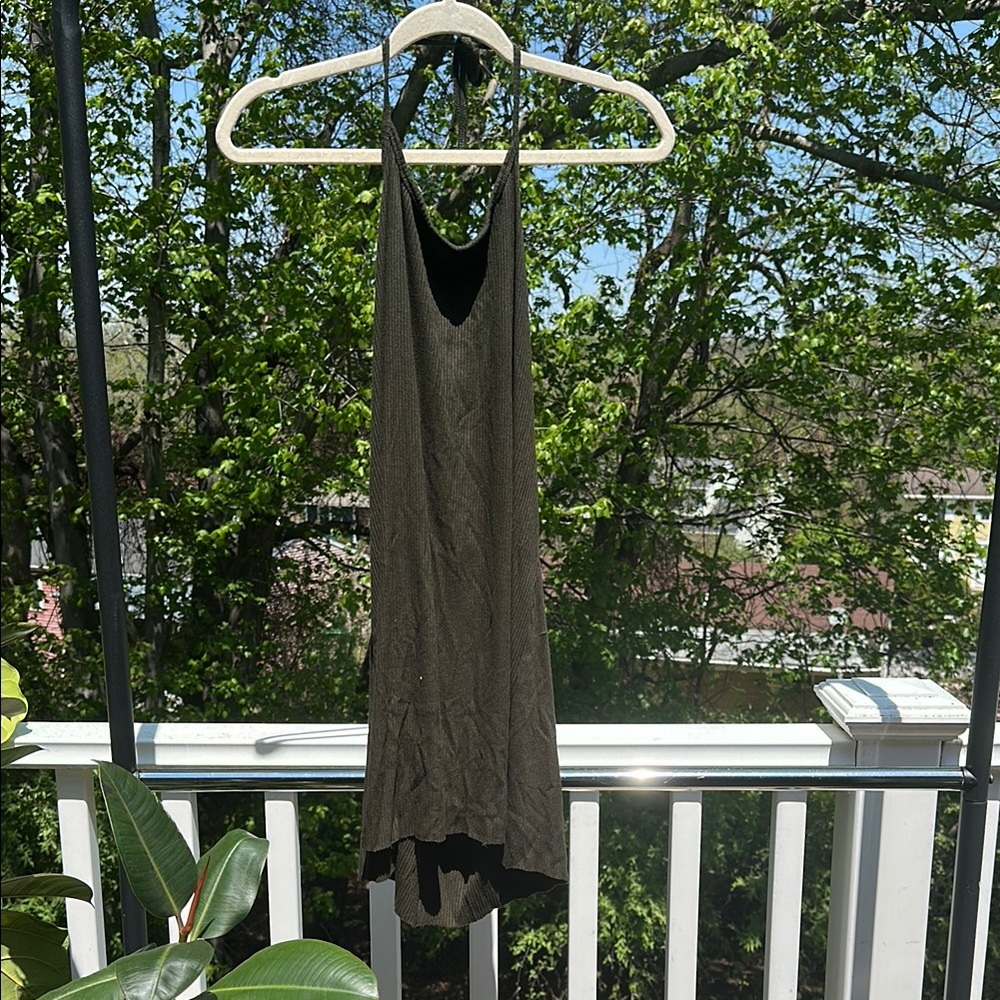 Chic Olive Green Halter Dress